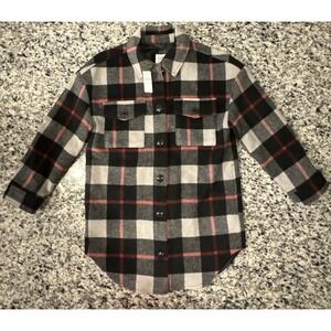 GAP KIDS BLACK Red PLAID Flannel Jacket SZ Large (10) New TAGS RETAIL‎ $88.00